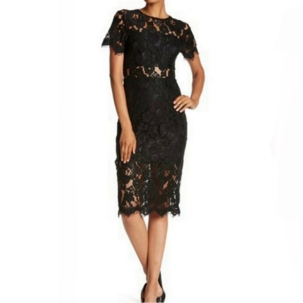 NSR Black Lace Midi Dress